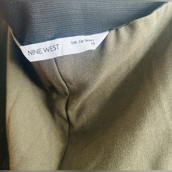 Nine West Side Zip High-Waisted Skinny Ankle Pants, size 14, Olive Green, NWOT - Picture 2 of 4
